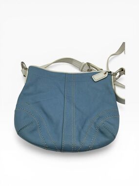 Coach Blue Leather Crossbody with Cream Trim